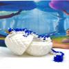 3D Printed Dragon with Dragon Egg, Articulated Fidget Toy Dragon, 12" White and Blue Unicorn Dragon, Executive Desk Toy D052-WE view 2
