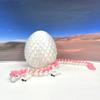 3D Printed Dragon with Dragon Egg, Articulated Fidget Toy Dragon, 12" White and Pink Unicorn Dragon, Executive Desk Toy D061-WE view 4