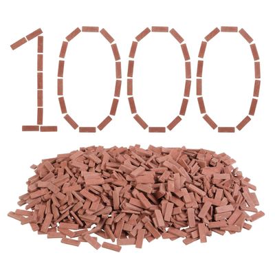 1000 pcs, Mini Bricks for Crafts, Tiny Bricks for Landscaping, Miniature Pavement Bricks, Red Miniature Bricks, 1/12 Scale Accessories