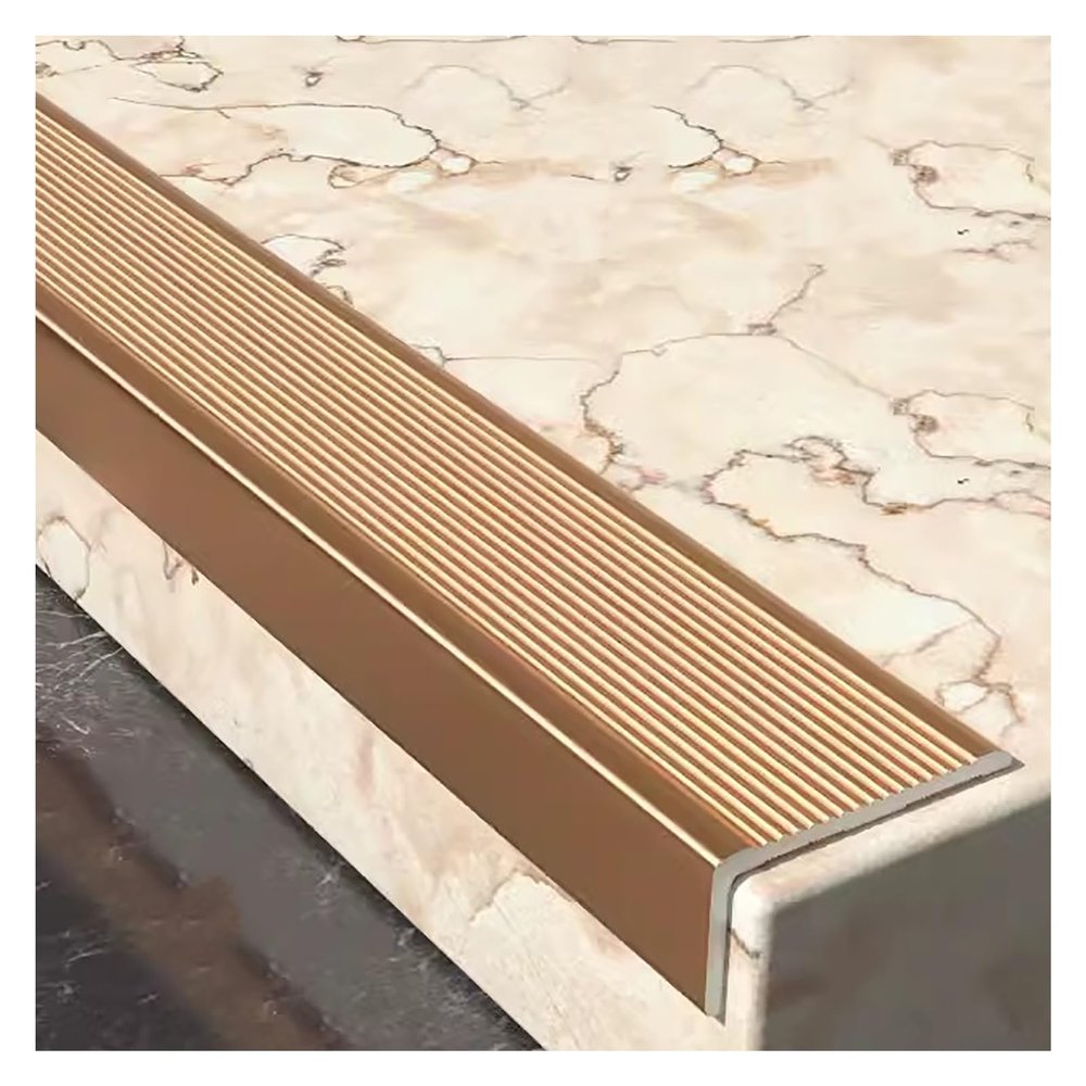 Aluminum Stair Corner Strips, Step Edge Strips, 1.5mm Thick L-Shaped Edge Strips, Corner Protectors, Metal Closing Decorative Strips(Gold,50x30x300cmcm/19.7x11.8x118.1in)