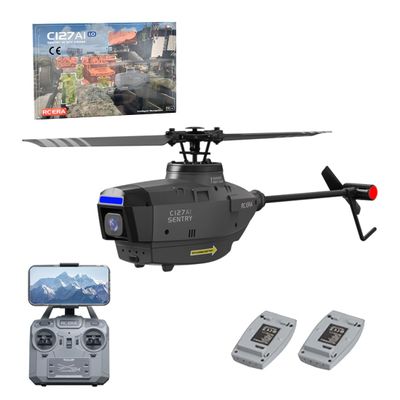 Actualia C127AI Scout Drone RC Helicopter with 1080P Camera, 2.4G 4CH Single-Rotor Brushless Remote Control Military Aircraft Helicopter Model, Optical Flow Positioning (RTF)