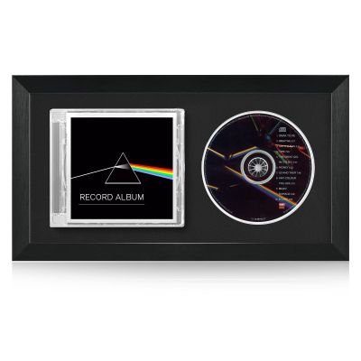 Allenkwok CD Display Frame for Discs & Cases EVA Foam Slot, Black Flocked Fabric Home Decor Desktop and Wall Mountable (7.7" x 14.4")