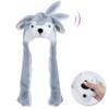 Bubblepompom Husky Hat with Ears Moving Jumping Pop Up Beating Hat Plush Holiday Cosplay Dress Up Funny Party Gift for Kids Girls, Gray, 22'' view 1