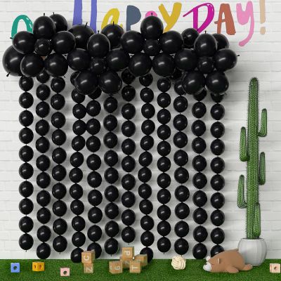 105pcs Black Link Balloons 6 inch Quick Link Balloons Latex Linking Balloon for Photo Shoot Baby Shower Birthday Party Decorations