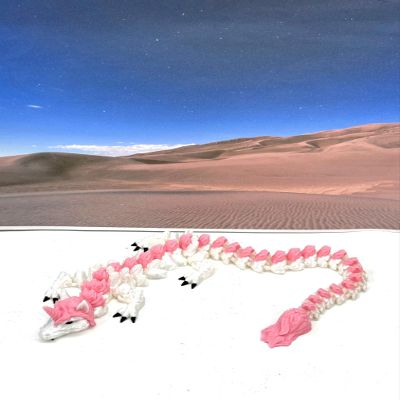 3D Printed Dragon, Articulated Unicorn Dragon, 12" White and Pink Unicorn Dragon, Fidget ADHD Autism Toy, Executive Desk Toy D061-DR