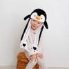 Bubblepompom Penguin Hat with Ears Moving Jumping Pop Up Beating Hat Plush Holiday Cosplay Dress Up Funny Party Gift for Kids Boys Girls, Black, 22'' view 4