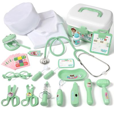 Phobby Durable Doctor Kit for Kids, 27 Pcs Deluxe Pretend Play Medical Kit Toy with Real Stethoscope, Doctor Kit for Toddlers Boys Girls Birthday Gift (Green)