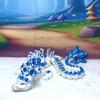 3D Printed Dragon, Articulated Dragon Toy, 12" White and Blue Cherry Blossom Dragon, Fidget ADHD Autism Toy, Executive Desk Toy D017-WB-DR view 1