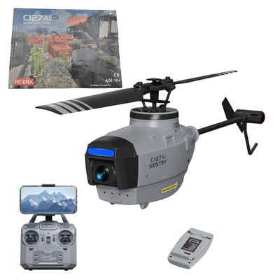 Actualia C127AI Scout Drone RC Helicopter with 1080P Camera, 2.4G 4CH Single-Rotor Brushless Remote Control Military Aircraft Helicopter Model, Optical Flow Positioning (RTF)