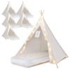 6 Pack Teepee Tent for Kids [Thickened] with Light String and Inflatable Airbed, Slumber Party Tents, Sleepover Tents Party for Girls Boys Indoor Outdoor (White) view 1