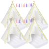 PLULON 4 Pack Teepee Tent for Kids Slumber Party Tents for Girls Sleepover with Inflatable Airbed and Decorations White Play for Birthday Party Christmas Birthday Gift for Kids view 1