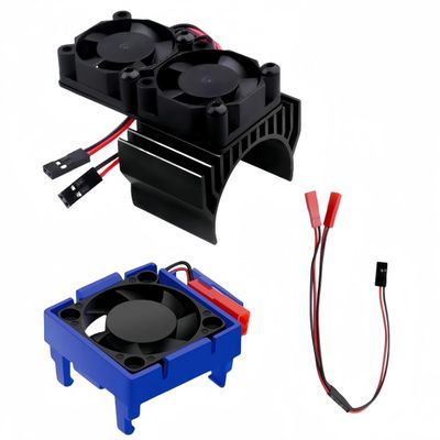 VXL-3s ESC Cooling Fan and Motor Cooling Fan Dual Fan Set Compatible with 1/10 Traxxas Slash 44 VXL Rustler 4X4 Stampede 4X4 Hoss 44 Velineon VXL-3s Heat Sink, Black