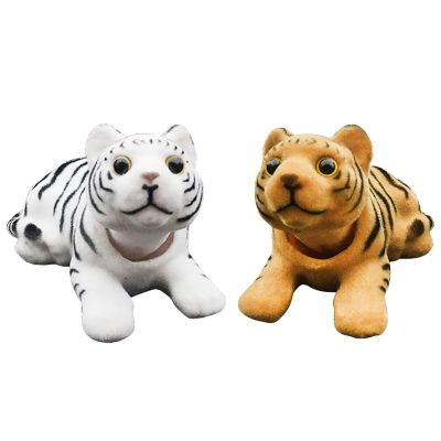 2 Pack Car Dashboard Decoration - Shaking Heads Lucky Tiger Bobble Heads Figurine, Bobble Heads Car Ornament, Car Dashboard Shake Heads Tiger Decoration, Nodding Tiger Decoration for Car Interior