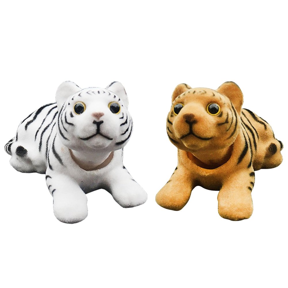 2 Pack Car Dashboard Decoration - Shaking Heads Lucky Tiger Bobble Heads Figurine, Bobble Heads Car Ornament, Car Dashboard Shake Heads Tiger Decoration, Nodding Tiger Decoration for Car Interior