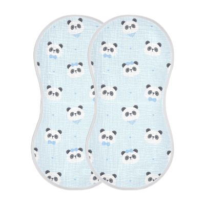ElliTarr Burp Cloths Cotton Soft Burping Cloths for Babies 22x11 Inch 2 Pack Neutral Absorbent Burp Clothes Rags Towels for Newborn Cute Blue Panda