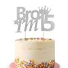 1Pcs 15th Birthday Cake Topper Blue Glitter Bro I'm 15 Birthday Cake Pick Cheers to 15 Years Old Fifteen Fabulous Cake Decorations for 15th Birthday Theme Party Supplies(Blue) (Silver) view 1