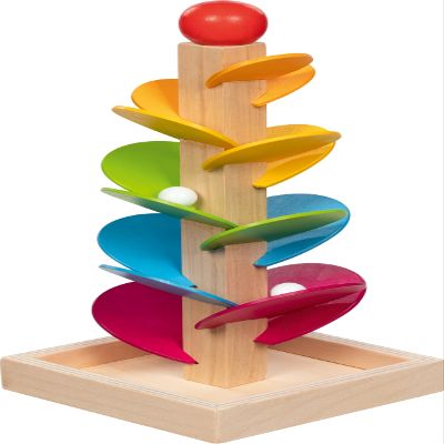 goki 53781 Marble Game Sound Cascade Made of Wood, Marble Run with Melody for Fine Motor Skills and Hearing, Educational Toy for Children Including 2 Marbles and Storage Compartment, 13 x 13 x 30 cm