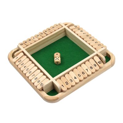 Jwinkumy Shut The Box Game, Wooden 2-4 Player Dice Game with 10 Numbers, Tabletop Game with Rounded Corners, for Adults and Kids, Classic Tabletop Dice Game
