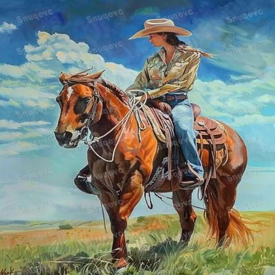 Prairie Woman and Horse 300-Piece Wooden Jigsaw Puzzle - Letters on The Back -Perfect Interlocking Clear Printing - Adults Educational Puzzle Ideal Gifts - Display as Artwork Idea!
