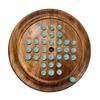 22cm Diameter wooden SOLITAIRE BOARD GAME with SNOWFLAKE GLASS MARBLES | classic wooden solitaire game | strategy board game | family board game | games for one | board games view 1