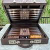 18-inch Premium Leather Backgammon Set for Adults, Crocodile Pattern Faux Leather Covering Vintage Board Game Bag Gift Ideas for Dad, Husband, Anniversary view 3