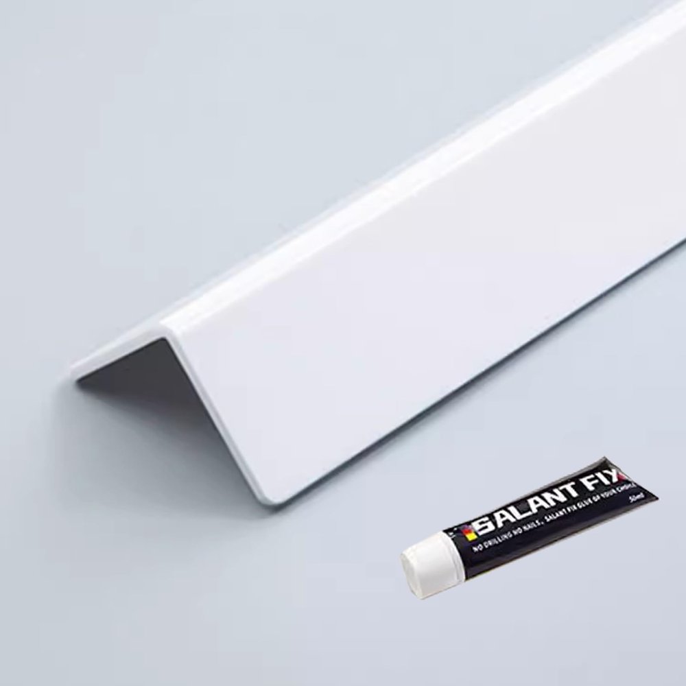 Jievmrs Floor Transition Strip 2 Inch Wide Acrylic Wall Corner Protector, Self Adhesive Wall Corner Edge Guard Cover, Thickened Corner Trim Moulding Strips for Living Room(White,1mx5cm/3.3ftx2)