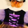 Baby Girl Halloween Witch Clothes Puff Short Sleeve Mesh Tulle Romper Dress Spider Lace Tutu Dress Party Outfit (Black Purple, 18-24 Months) view 4