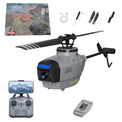OYDL C127AI RC Helicopter Toy with 1080P Camera, 2.4G RC 4CH 14-Axis Gyro Scout Drone Single-Rotor Brushless Helicopter for Beginner Adults Optical Flow Positioning -RTF Version