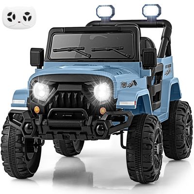 OLAKIDS Ride on Truck, 12V Battery Powered Electric Vehicle for Kids with Remote Control, Bluetooth, Power Display, LED Lights, Music Player, Ride on Toy for 3+ Boys Girls (Blue)