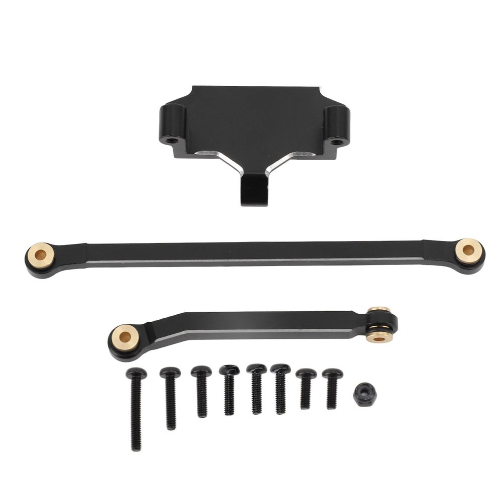 NOENNULL Servo Mount Steering Link Set, Aluminum Alloy, RC Car Steering Servo Assembly Upgrade Parts for HOBBYPLUS 1/18 4WD CP18P (Black)