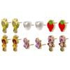 LUV HER The World of Strawberry Shortcake Hypoallergenic Earrings for Girls Ages 4+ - Safe Stud Styles - Jewelry Gift for Sensitive Ears & Cartoon Lovers, 6 Pairs view 2