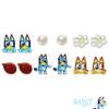 LUV HER Bluey Hypoallergenic Earrings for Girls Ages 4+ - Safe Stud & Fishhook Styles - Jewelry Gift for Sensitive Ears & Cartoon Lovers, 6 Pairs view 4