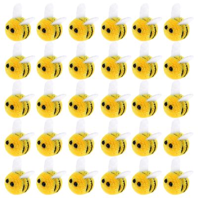 30 Pcs Felt Bees for Crafts Mini Bee Plush Decor Small Wool Felt Bumble Bee Plush Mini Cute Bumble Bee for Bee Gender Reveal Decorations Clothing Hat Gift DIY Crafts