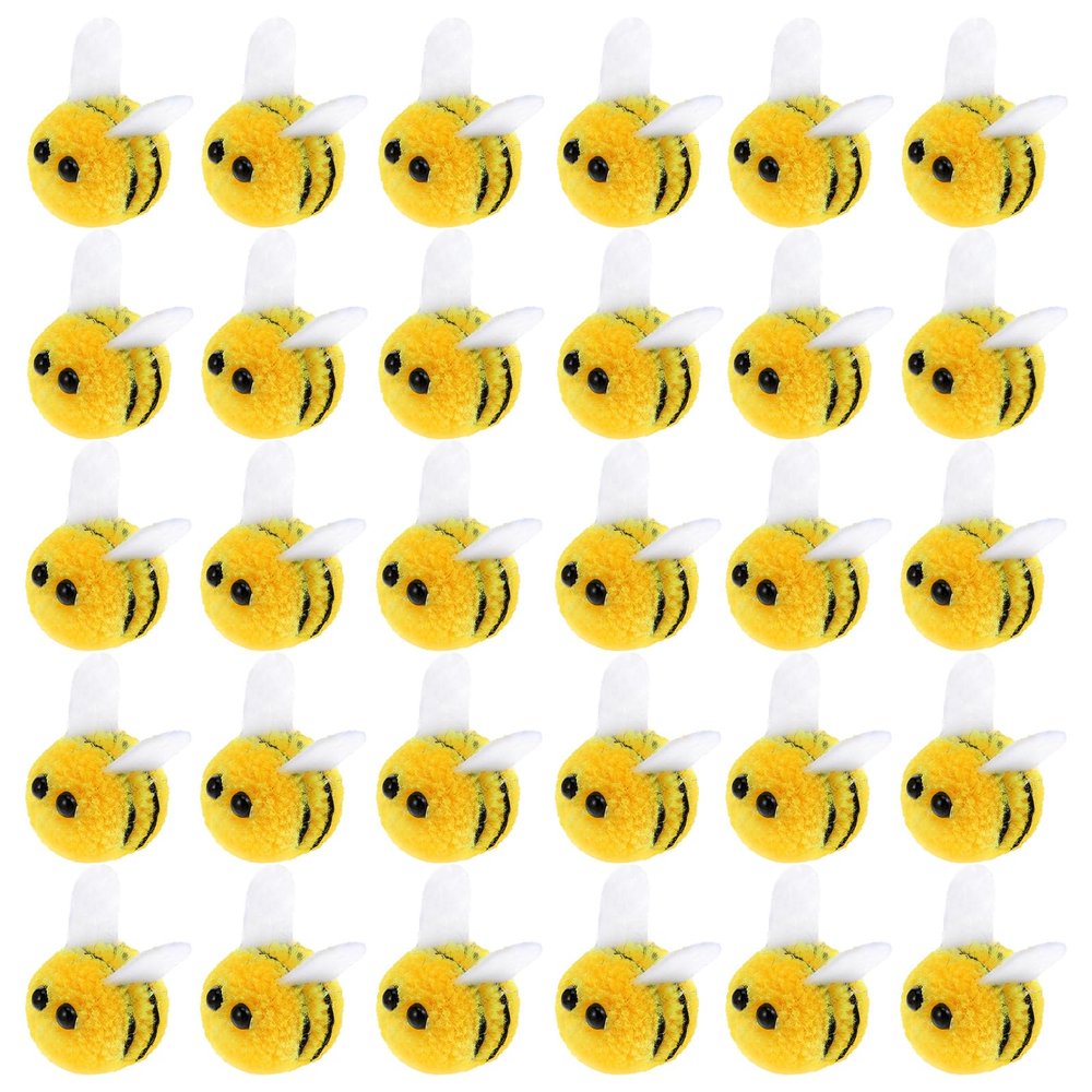 30 Pcs Felt Bees for Crafts Mini Bee Plush Decor Small Wool Felt Bumble Bee Plush Mini Cute Bumble Bee for Bee Gender Reveal Decorations Clothing Hat Gift DIY Crafts