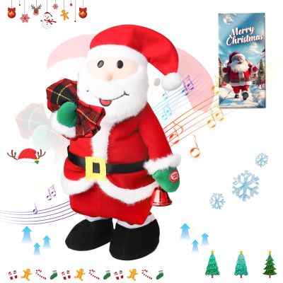 Humor Ted Jumping Dancing Singing Santa, Singing Dancing Santa Claus Toys Animated Christmas Plush Toy Funny White Elephant Musical Plush Toys 2025 Xmas New Year Gift for Kids,15"