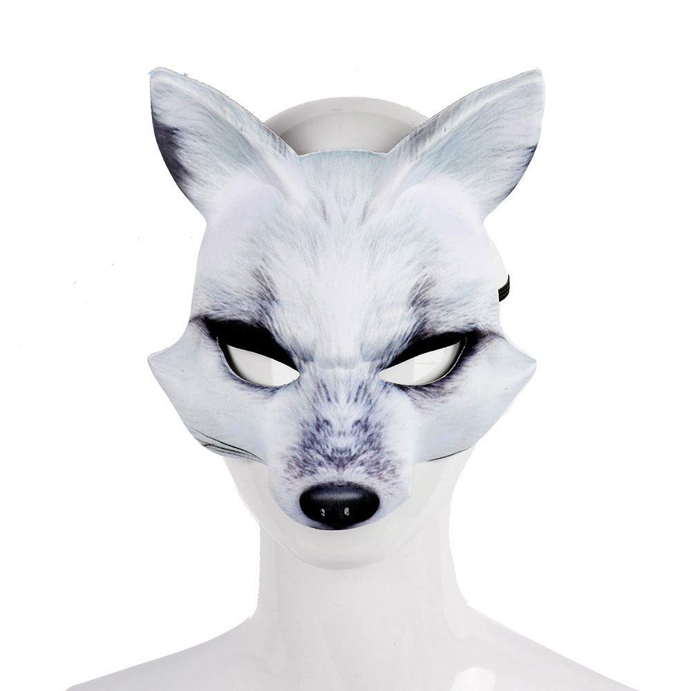 Aiffort 1Pcs Halloween Fox Mask Funny Fox Mask for Halloween Easter Carnival Christmas Masquerade Costume Party Cosplay Props (White)