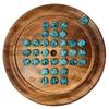 22cm Diameter wooden SOLITAIRE BOARD GAME with BRILLIANT BLUE OXYGEN GLASS MARBLES | classic wooden solitaire game | strategy board game | family board game | games for one | board games view 1