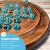 22cm Diameter wooden SOLITAIRE BOARD GAME with BRILLIANT BLUE OXYGEN GLASS MARBLES | classic wooden solitaire game | strategy board game | family board game | games for one | board games view 2