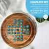 22cm Diameter wooden SOLITAIRE BOARD GAME with BRILLIANT BLUE OXYGEN GLASS MARBLES | classic wooden solitaire game | strategy board game | family board game | games for one | board games view 3