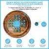 22cm Diameter wooden SOLITAIRE BOARD GAME with BRILLIANT BLUE OXYGEN GLASS MARBLES | classic wooden solitaire game | strategy board game | family board game | games for one | board games view 4