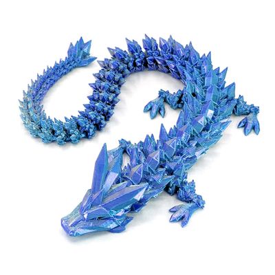 ToySupplyFun 3D Printed Dragon,Chinese Dragon,Dragon Statue 12 in Fidget Toys for Autism/ADHD,3D Printed Gift Toy, Executive Desk Toys,Home Office Decor (Blue Sliver)