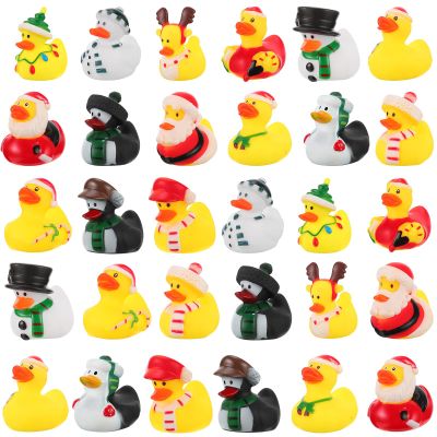 30 Pcs Christmas Rubber Ducks, 2 Sets of Christmas Duck in 2 Inch Holiday Rubber Ducks Bath Toys Duckies Party Favors Stocking Stuffers for Kids Boys Girls