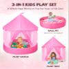 Hikiddy 3-in-1 Ball Pit & Play Tent for Toddlers: Large 40" Pink Kids Ball Pit and Princess Tent - Princess Castle Playhouse Tent for Girls Kids Babies - Foldable Portable Toys for Indoor & Outdoor view 2