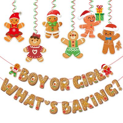 Gingerbread Gender Reveal Banner for Boy or Girl Baby Shower Decoration