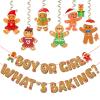 Gingerbread Gender Reveal Banner for Boy or Girl Baby Shower Decoration view 1