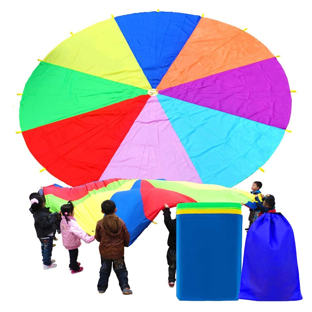 DJFKDYHPE Play Parachute Kids Outdoor Activities - Parachute Game, School Sports Day Kits, Garden/Lawn/Beach/Backyard Games(2m/6.5ft)