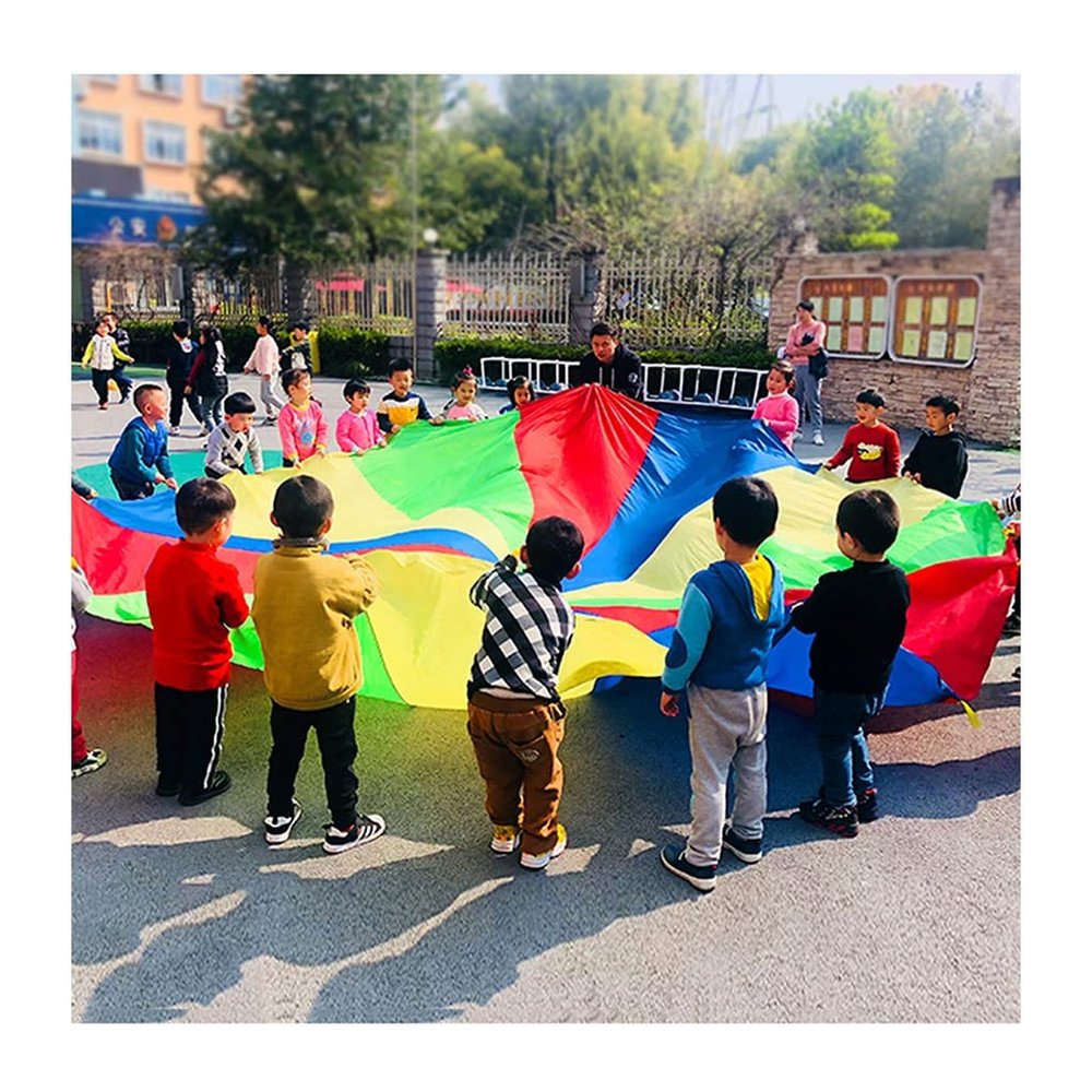 DJFKDYHPE Play Parachute Nursery Parachute Game | School Sports Day Parachute Game | 10-100 Player Multiplayer Cooperative Game Parachute(3m/9.8ft)