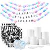 132 Pcs Friendship Bracelet Birthday Banner Kit, Customizable Party Banner Garland Decor, 100 Balls with 24 Pcs Foam Circles, Letter Stickers,Fishing Line for Art Crafts (Macaron Blue Yellow Pink) view 1