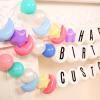 132 Pcs Friendship Bracelet Birthday Banner Kit, Customizable Party Banner Garland Decor, 100 Balls with 24 Pcs Foam Circles, Letter Stickers,Fishing Line for Art Crafts (Macaron Blue Yellow Pink) view 2