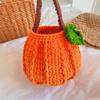 Haiyou Crochet Pumpkin Handbag, Handmade Knitted Trick or Bag Wool Knitting Cute Halloween Bucket Bag Crochet Purse Halloween Spooky Party Gift Candy Bag view 2